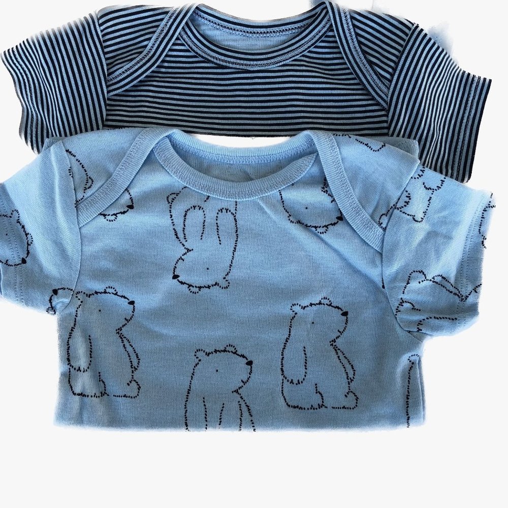 Gerber 4 Pack Onesies Blue/Grey Short Sleeves, Snap Closures, Bodysuits 6-9 Mo - Picture 8 of 11